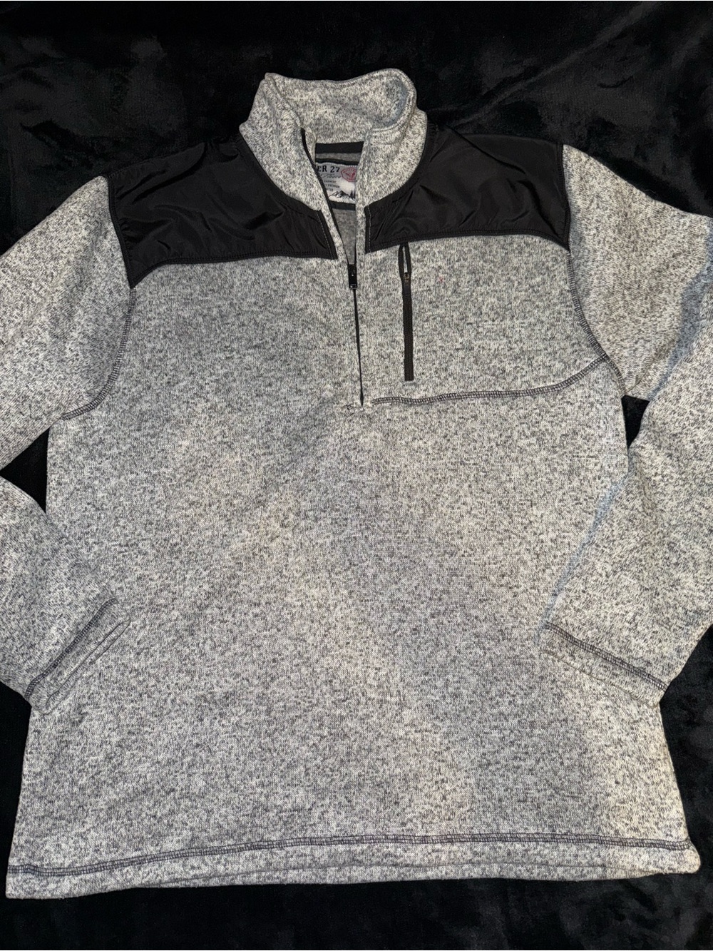 Men's Heather Gray Quarter-Zip Pullover with Black Yoke